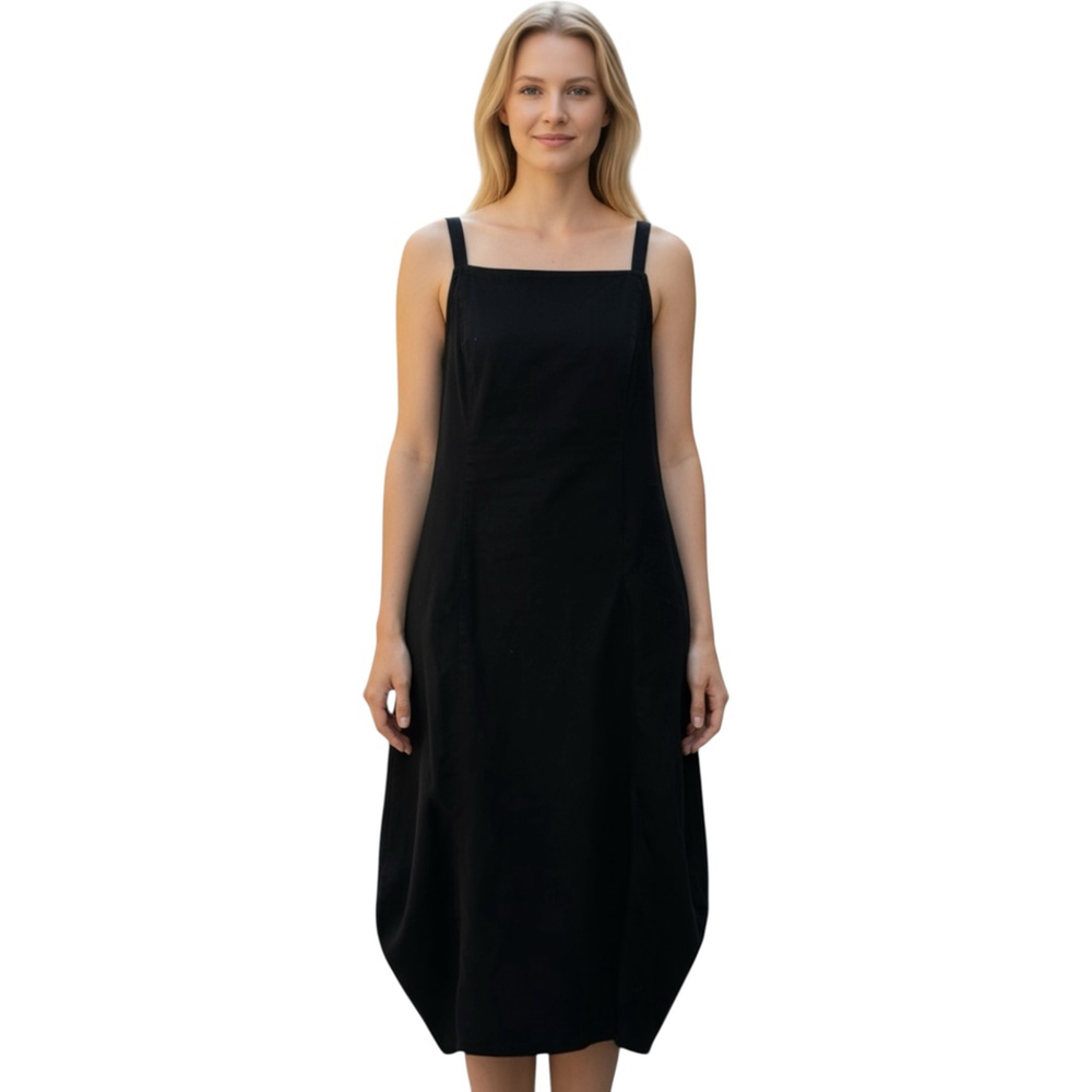 Old Navy Slip Tank Dress L Black Midi Minimalist Basic Casual Classic Linen